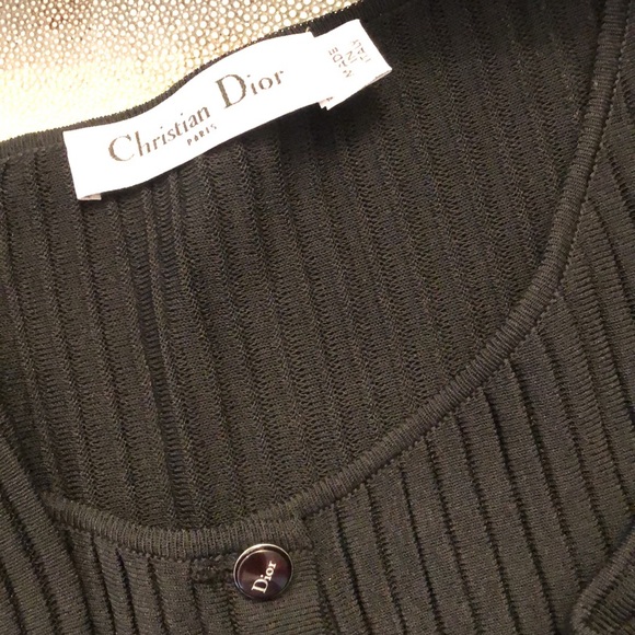 DIOR Christian Dior Paris Black Sweater Cardigan Size 10, 17” armpit to armpit, - Picture 7 of 15
